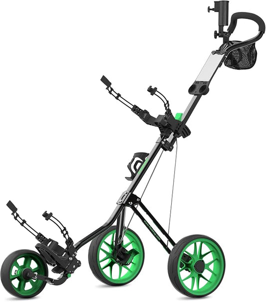 findway Golf Push Cart 3 Wheel, Lightweight & Compact Fold Golf Bag Cart, Golf Caddy Push Carts with Foot Brake, Adjustable Handle, Mesh Bag, Storage Bag, Umbrella & Drink Holder | Findway Golf Push Cart 3 Wheel, Lightweight & Compact Fold Golf Bag Cart