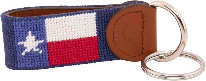 Leather Hand-Stitched Needlepoint Key Fob or Key Chain