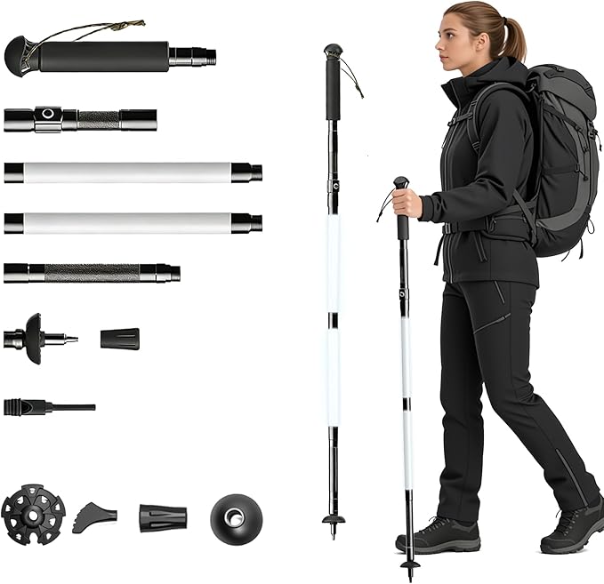 LED Trekking Pole,Lightweight Aluminum Hiking Poles for Women&Men,Collapsible Walking Sticks for Travel, Multifunctional Walking Sticks for Travel, Night Hiking, Mountaineering & Camping