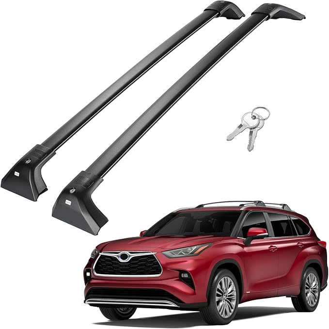 JOYTUTUS 300lbs Lockable Heavy Duty Roof Rack Crossbar Fits for Toyota Highlander 2020-2026 XLE/XSE/Limited/Platinum/Hybrid (Not Fit L/LE/LE Hybrid), Anti-Theft Aluminum Cross Bars for Luggage Cargo