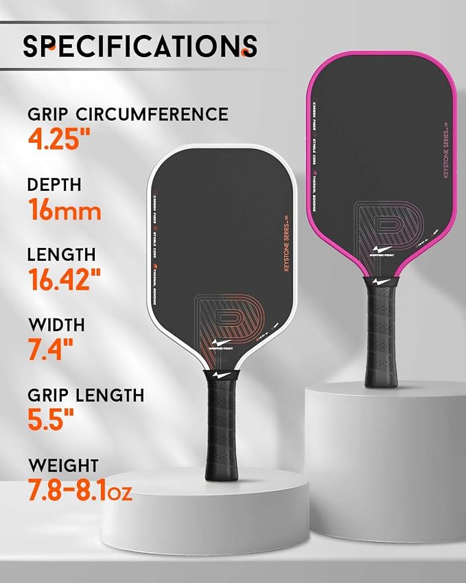 Warping Point Pickleball Paddle, Carbon Fiber Paddle with Endura Friction Surface, Polymer Honeycomb Core, Design for Ultimate Spin & Power, Large Sweet Spot & Contro, USAP Approved