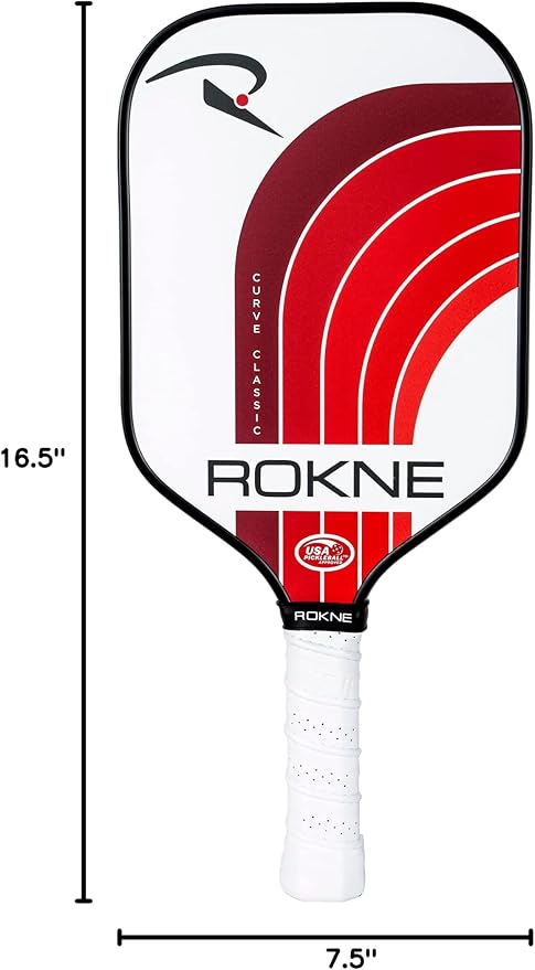 ROKNE Curve Classic Pickleball Paddle | USAPA Approved Fiberglass Pickleball Paddles | Precision Engineering & Comfort | ProGrit Texture for Max Spin & Power | Paddle