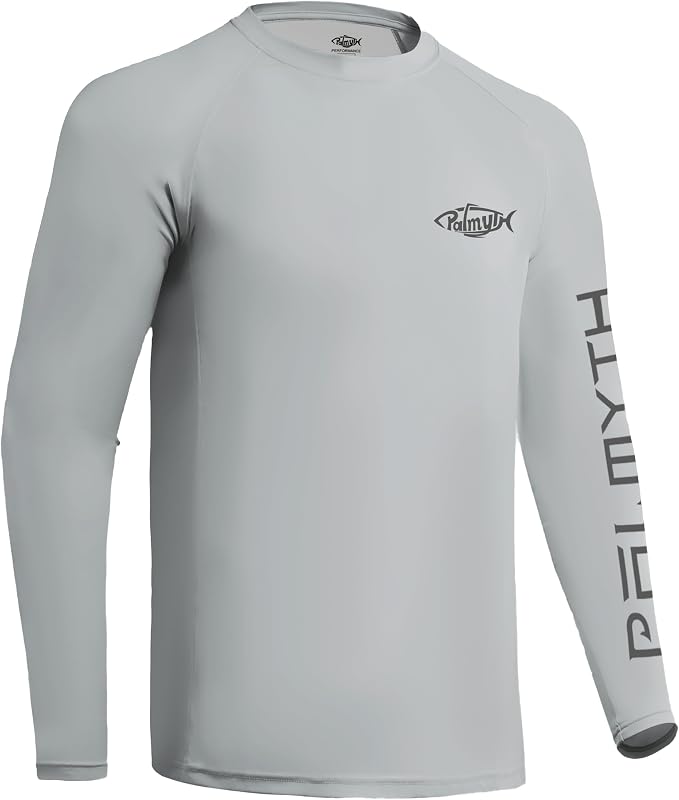 Palmyth Fishing Shirts for Men Long Sleeve UPF 50+ T Shirt Sun Protection | Quick Dry, Sun Protection, Myth-Cool Fabric, Fish Print, Moisture Wicking, Stretchy, Breathable, Fishing,Boating,Outdoor Wear