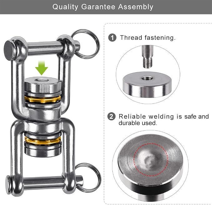 BeneLabel Swing Swivel, 360° Rotational Device with 2 Bearings, 770LB Capacity, Stainless Steel, for Aerial Dance, Yoga Swing Sets,Web Tree Swing, and More, 2 Pack