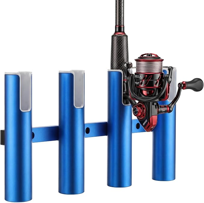 Vinsot Aluminium Fishing Rod Holders for Boat, 4 Tubes Wall-Mounted 17.13" Fishing Pole Rack with Screws for Marine Garage Storage Kayak