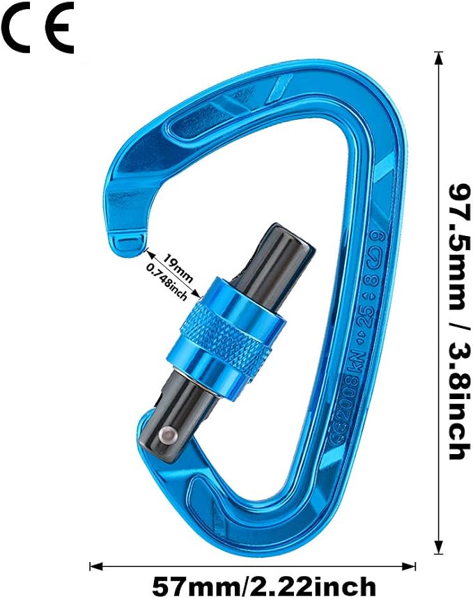 KAILAS Locking Carabiner CE Certified Oval Constructed Rock Climbing Mountaineering Rescure Standard Alumimun 25KN
