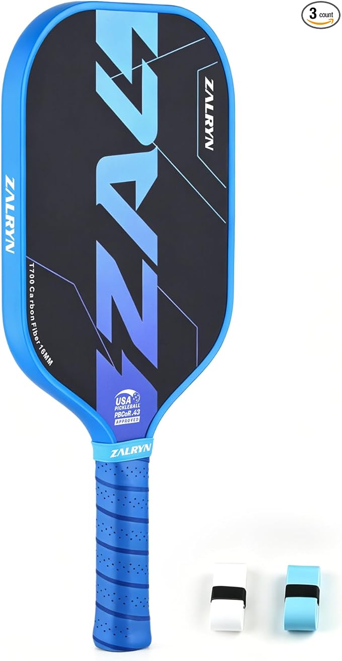 Pickleball Paddle, USAPA Approved, T700 Carbon Fiber Surface, Polymer Honeycomb Core, 16mm Lightweight Racket for High Power, Quick Attack & Shock Absorption, Ideal for All Ages