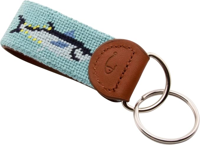 Leather Hand-Stitched Needlepoint Key Fob or Key Chain