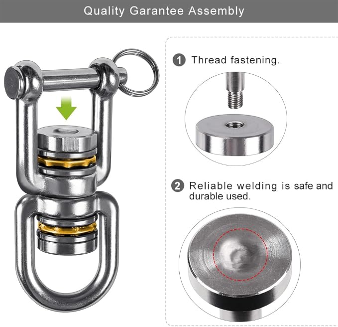 BeneLabel Heavy Duty Swing Swivel - Stainless Steel 360° Rotation Device for Web Tree Swing, Aerial Yoga, Hammock Chair - Smooth, Safe, and Durable - 770LB Capacity, 2 Pack