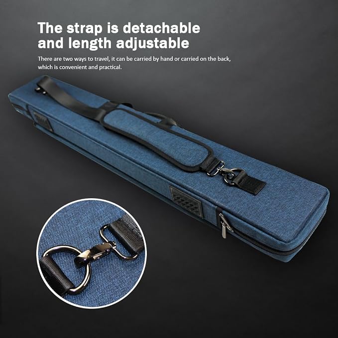 Pool Cue Case 3x4,Pool Stick Case 3 Sticks with Accessory Zipper Pockets,Cue Stick Case with Shoulder Strap Handle,Billiard Pool Cue Carrying Case with Large Front Accessory Pocket