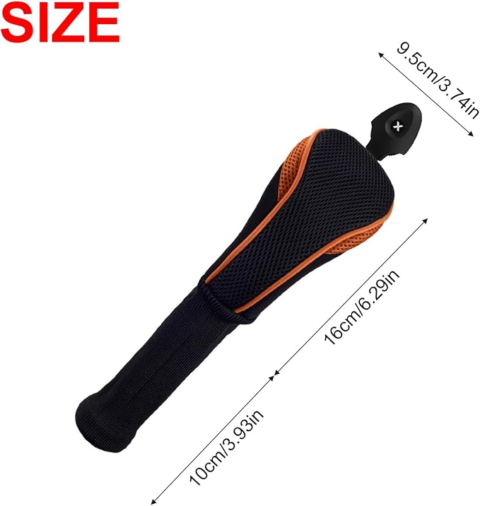 Andux 2 Pack Long Neck Golf Hybrid Club Head Covers Dial No. Tag CTMT-01 | Mesh Breathable material | all the Same Size | Coloured Piping | Pull-On Closure
