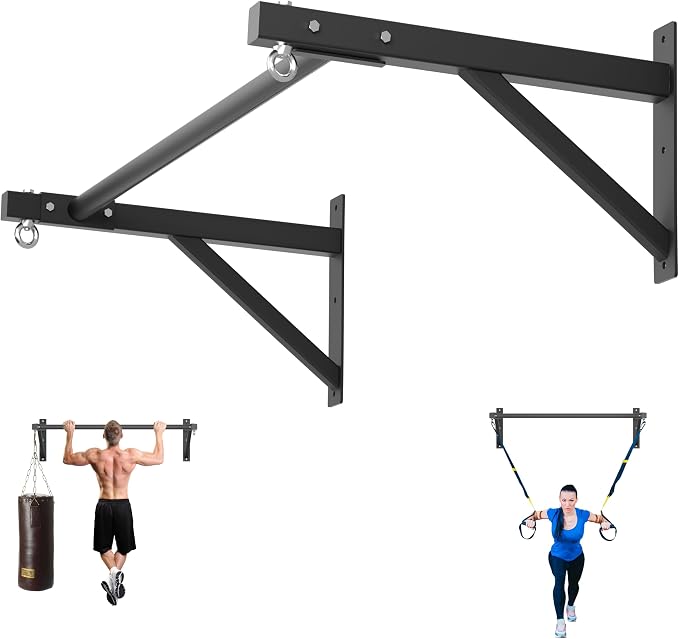 Pull Up Bar Wall Mounted, Heavy Duty 650 lbs Capacity Chin Up Bar, 48" Multi-Grip Strength Training Pull-up Bars, for Home Gym Garage/Backyard Total Body Workout, Ease Of Use Mounting