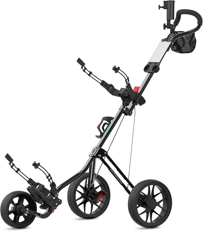 findway Golf Push Cart 3 Wheel, Lightweight & Compact Fold Golf Bag Cart, Golf Caddy Push Carts with Foot Brake, Adjustable Handle, Mesh Bag, Storage Bag, Umbrella & Drink Holder | Findway Golf Push Cart 3 Wheel, Lightweight & Compact Fold Golf Bag Cart