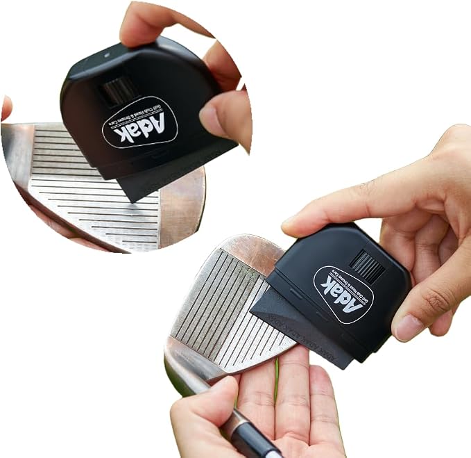 ADAK 2-in-1 Golf Club Cleaner & Groove Sharpener | Increase Backspin & Shot Accuracy | Diamond-Fused Elastomer Cleaning Tool | Perfect Golf Gift