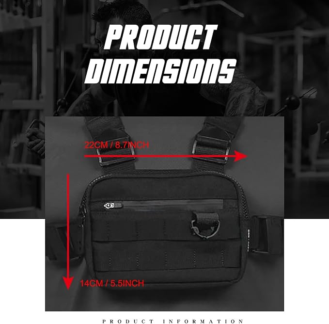 DIOTSR Running Chest Pack, Lightweight Chest Bag for Workout, Running Tactical Backpack with Extra Phone Holder