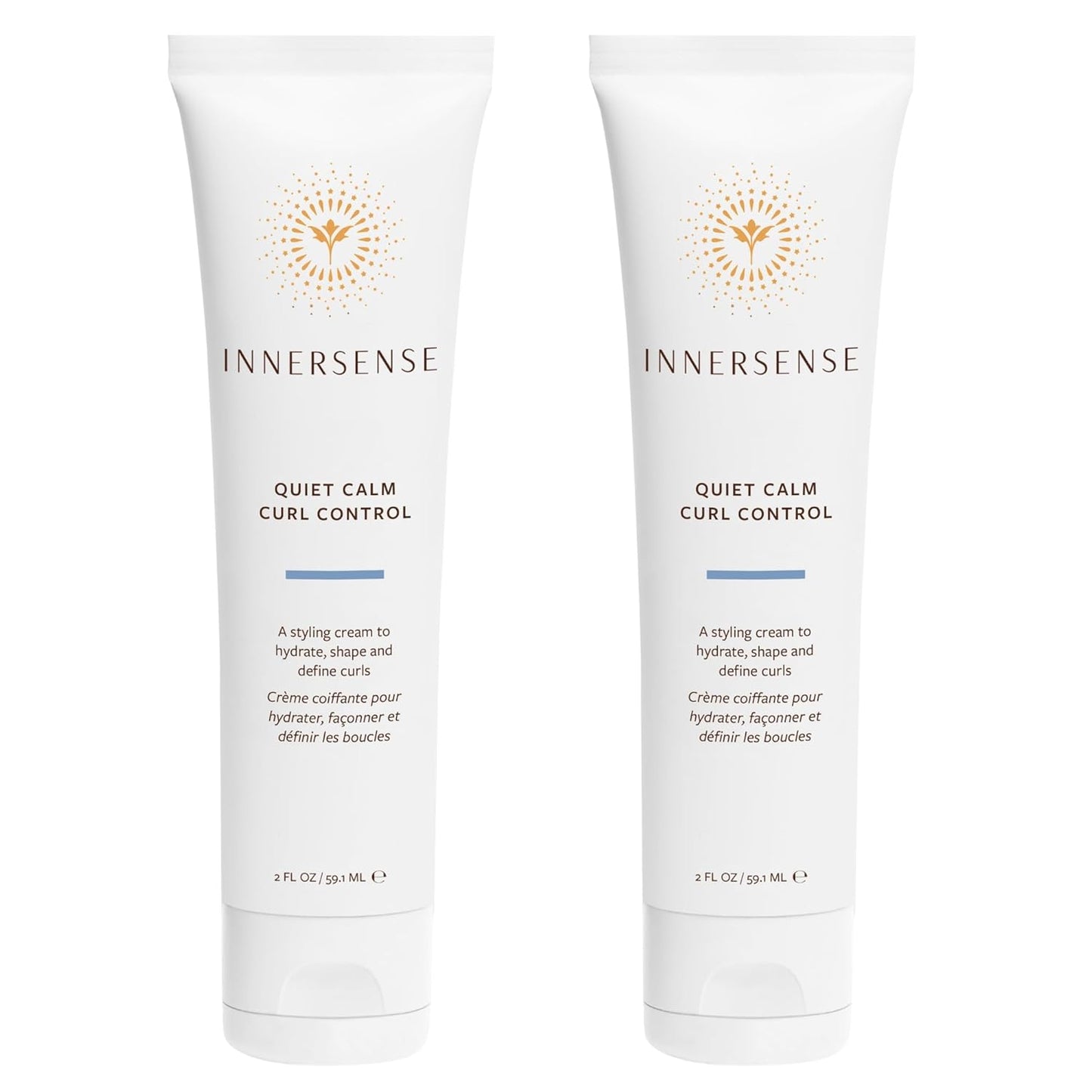 INNERSENSE Organic Beauty - Natural Quiet Calm Curl Control | Smoothing, Hydrating, Light Hold | Non-Toxic, Cruelty-Free, Clean Haircare (2 Pack - 2 fl oz | 59.1 mL each)