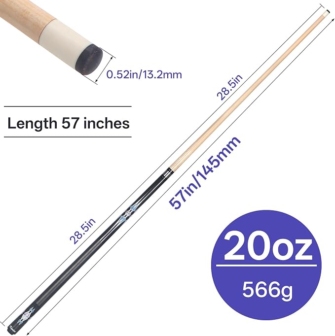 Kmise Pool Stick Set of - 58" Pool Cue Stick, Canadian Maple Professional Billiards Pool Cue, Pool Sticks for Adults, 18~21oz Multiple Colors