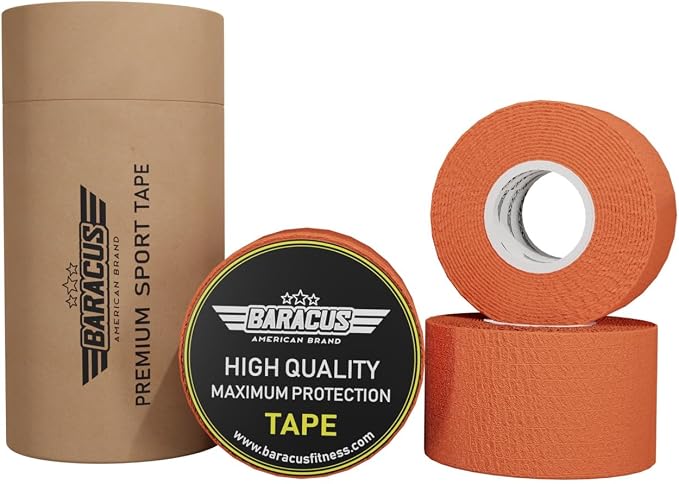 BARACUS Premium Thumb Tape Cross Training and Weightlifting for the Best Hook Grip - 23 ft Long - WOD Tape Chalk and Sweat Proof - Hook Grip Lifting Athletic Thumb Tape (Sunset Orange)