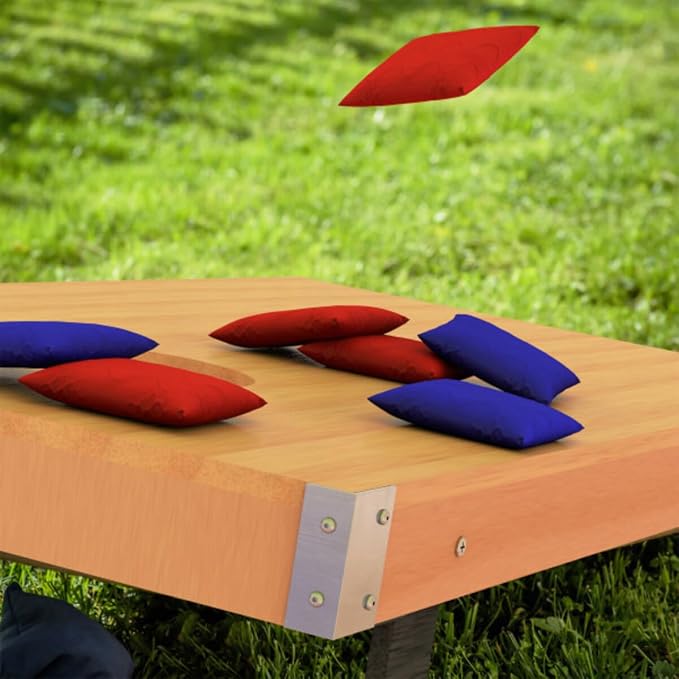 Cornhole Set - 4ftx2ft Regulation Size Outdoor Bean Bag Toss with 8 Bags Included - Yard Games for Ages 14 Years Old and up by Trademark Games (Blue, Red, Tan)