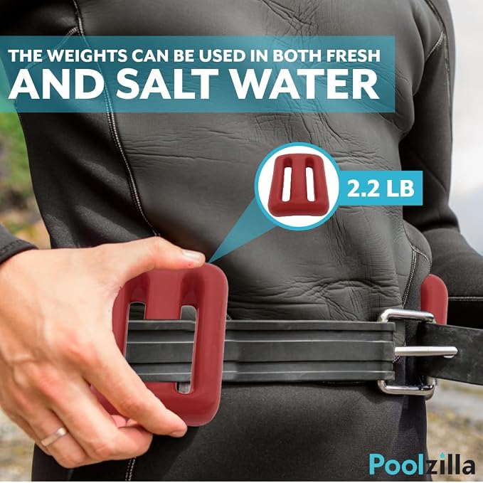 Poolzilla Vinyl Diving Weight for Scuba Diving, Durable Lead Weight with Slits for Placement Along Belt, Comes in 1.1LB(0.5KG) or 2.2LB(1KG) Sizes