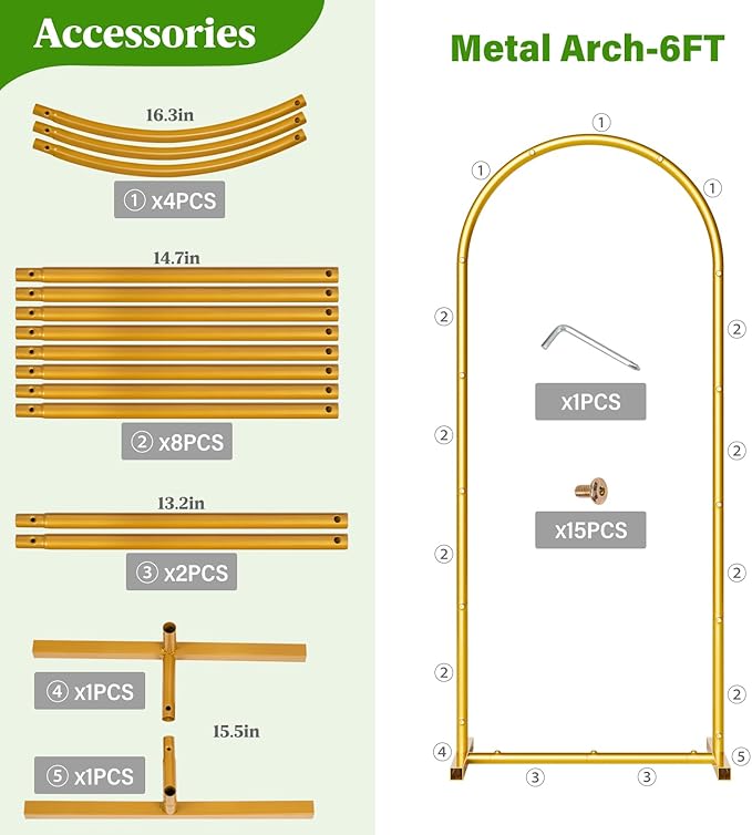 Metal Arch Backdrop Stand Wedding Arch Frame Set of 3 (7.2FT/6.6FT/6FT) Gold Backdrop Arch Stand for Wedding Ceremony Birthday Party Baby Shower Graduation Ceremony Decoration