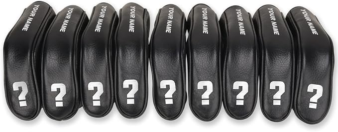 BIG TEETH Golf Hybrid Iron Head Cover 9Pcs, Long Hybrids Iron Covers Head Covers Set, Golf Club Covers W/Big NO. Fits for Cleveland Launcher Cobra T Rail Hybrid Irons