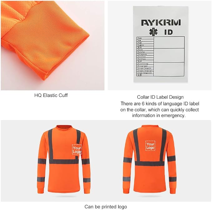 A-SAFETY Safety Shirt,High Visibility Work T Shirt Long Short Sleeve Class 3 (XS-6XL)