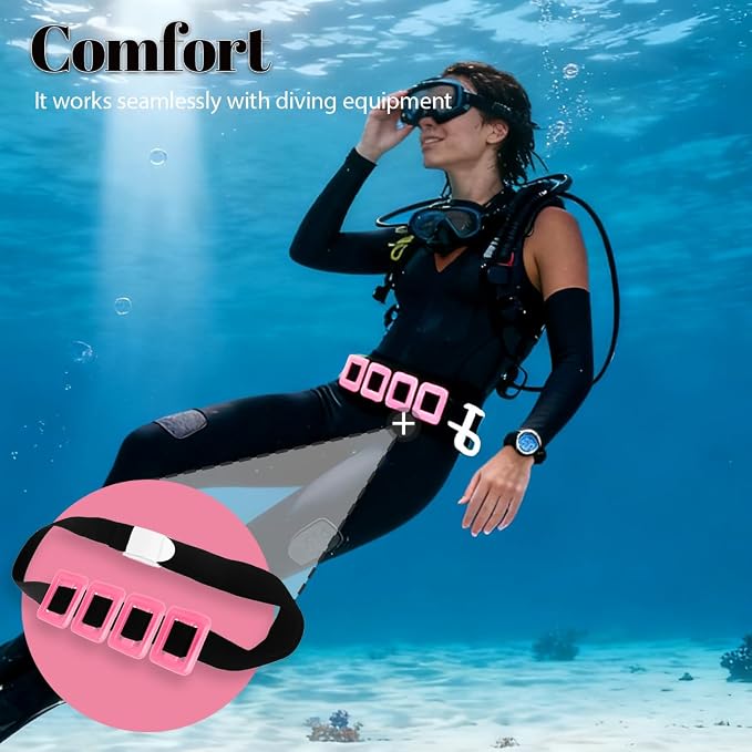 4Pcs Dive Weights Belt Pink Coated Diving Weight Block for Scuba Diving Coated Dive Weights Nylon Dive Belt with 1 Metal Quick Release Buckle for Free Diving Underwater Operations