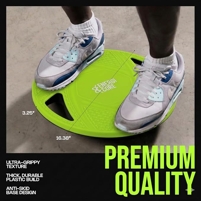 Energi Core Balance Board for Standing Desk and Core Workout - Anti-Slip Surface - Black, Green