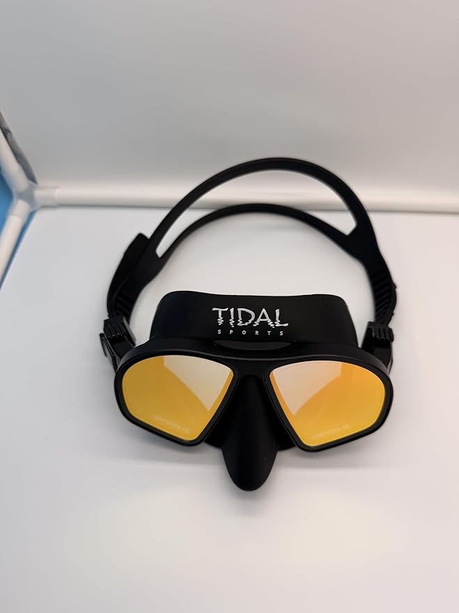 Tidal Freedive Mask - Aluma Pro with Advanced Anti-Fog Technology. Ultra Low Volume Mask for Freediving, Snorkeling and Scuba Diving. Tempered Glass Lens.