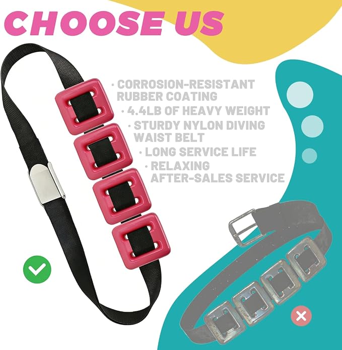 4 Pcs Scuba Weight Belt Set,Diving Weight Belt Coated Dive Weights with Nylon Belt