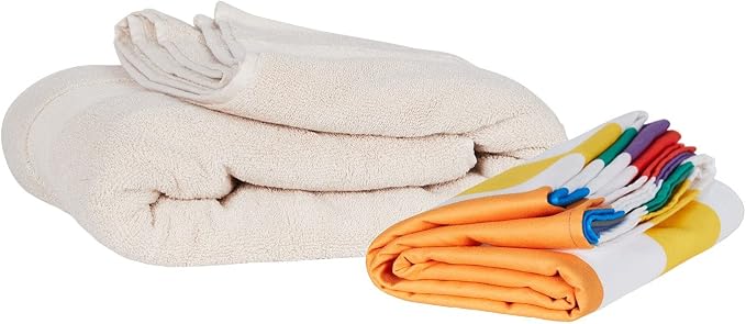 Dock & Bay Beach Towel - Quick Dry, Sand Free - Compact, Lightweight - 100% Recycled - Includes Bag - Summer - Rainbow Skies - Large (160x90cm, 63x35)