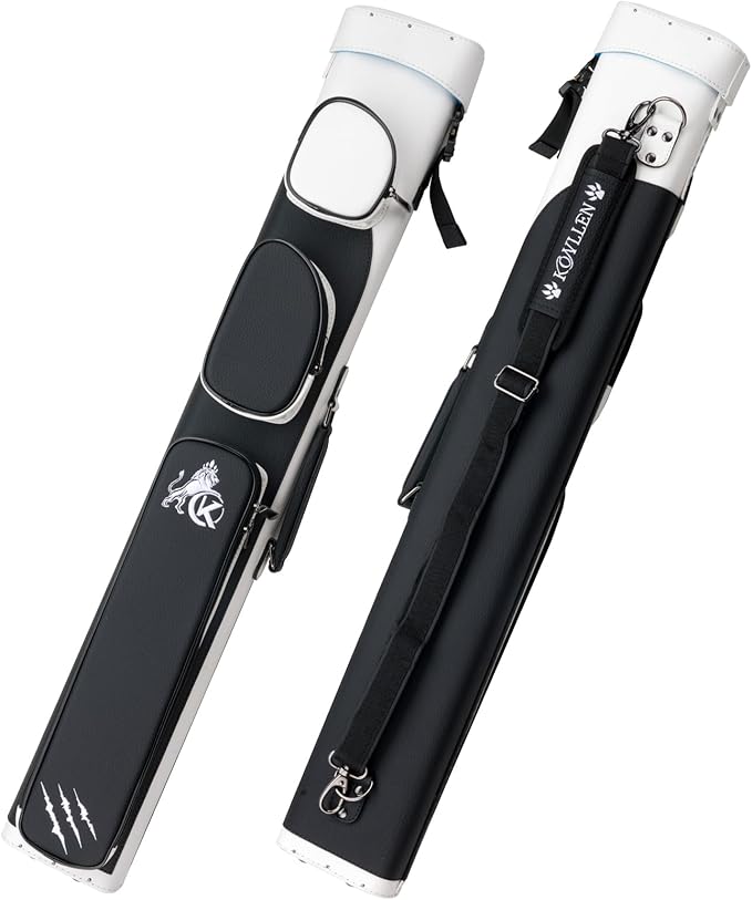 KONLLEN 2x4 Hard Pool Cue Case – Professional Billiards Cue Case for 2 Butts & 4 Shafts, Durable Hard Shell Cue Bag with Adjustable Shoulder Strap, Large Storage Pockets