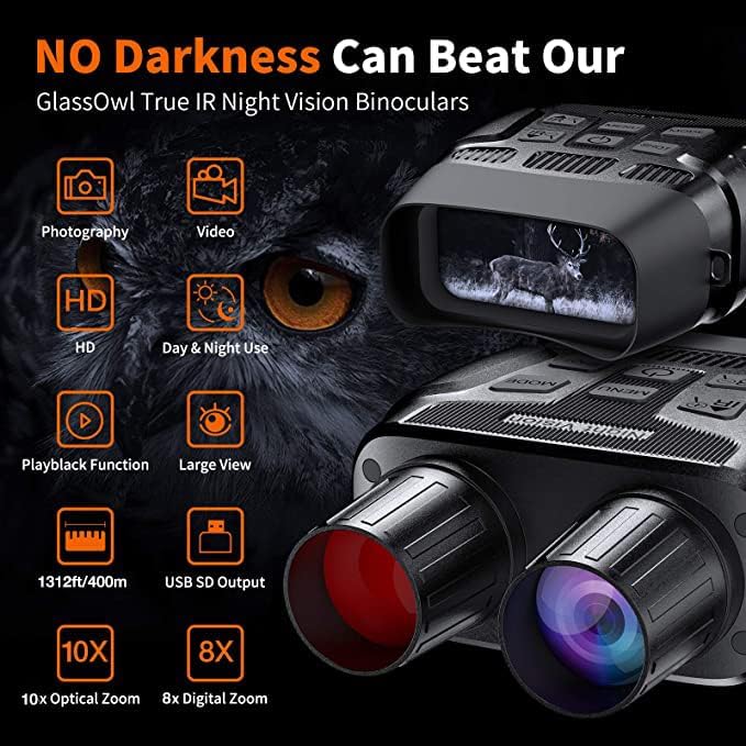 GTHUNDER Night Vision Goggles Binoculars with Remote Monitor on App | Crystal Clear 4K UHD Video & 52MP Full Color Photos on 4" HD Screen |10X Zoom Ideal for Camping Hunting & Wildlife Observation