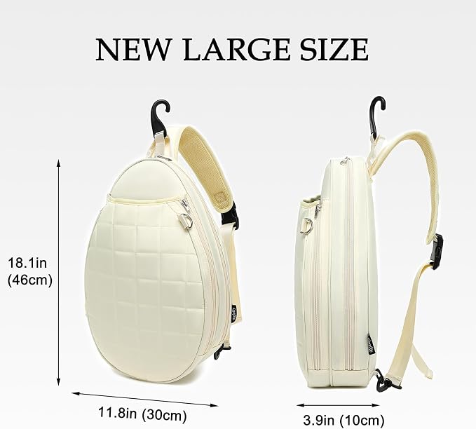 Rejolly Tennis Racket Sling Bag for Women Men Quilted Water Resistant Racquet Cover One Shoulder Crossbody Bag for 2 Tennis Rackets, Pickleball Paddles, Badminton Racquet