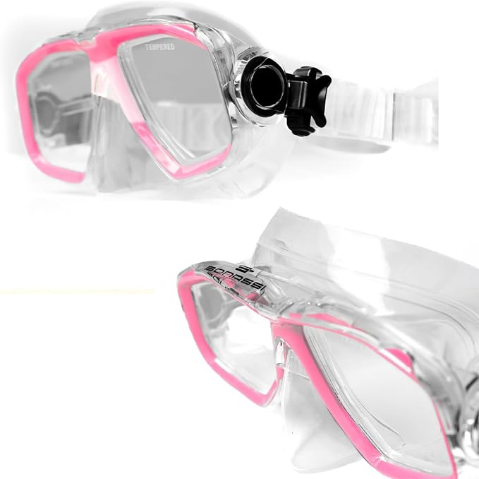 Bonassi Silicon Venture Pro Snorkel Combo with Reusable Bag - Anti-Fog Silicon Soft Mask, Snorkel with Purge Valve, Semi-Dry Top and Silicon Mouthpiece - Perfect for Diving and Snorkeling