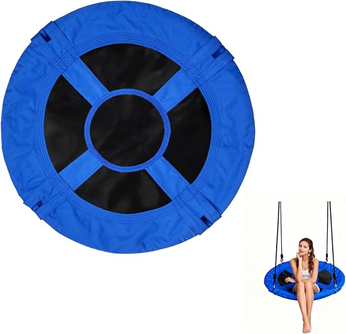 43-Inch Tree Swing Replacement Fabric，Saucer Swing Replacement Cover，Round Saucer Swing Seat Cover, Oxford Fabric(Blue-43Inch)