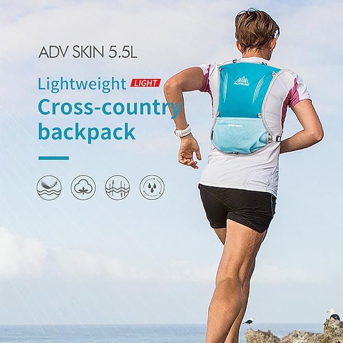 AONIJIE 5L Running Hydration Vest Pack with 500ml Soft Flask Adjustable & Lightweight Hydration Backpack for Marathon Race Hiking Cycling