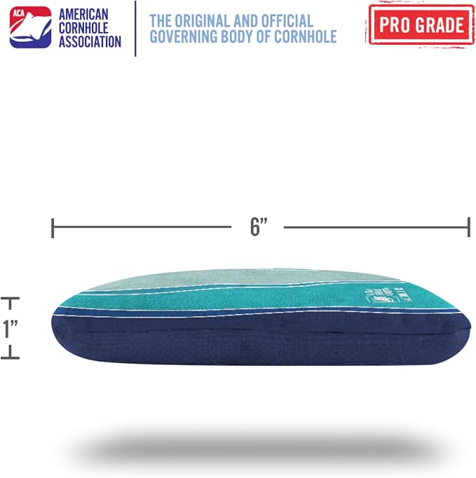 ACA Synergy Pro Professional Cornhole Bags Dual Sided Regulation 6x6 Set of 4 Multicolor Waves Blue