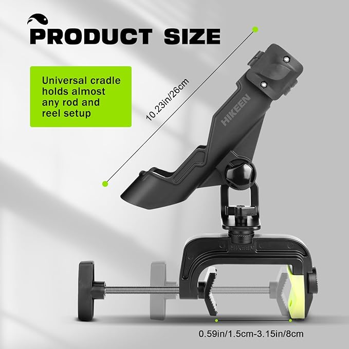 Fishing Rod Holders for Boat, Upgraded Fishing Pole Holders with Enlarge Clamp for Most Rod, Adjustable Fishing Rod Rack Fit Round/Square Tubes