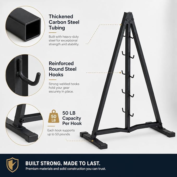Cable Attachment Storage Rack, LAT Pulldown Bar Holder, Home Gym Organizer for Cable Handles and Attachments