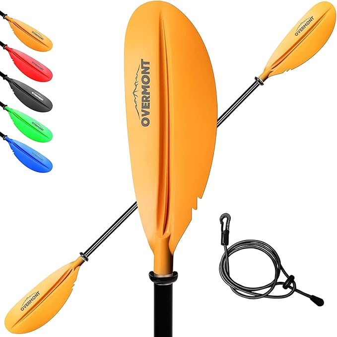 Overmont Kayak Paddles with Leash - Heavy Duty Aluminum Alloy Shaft Boating Oar for Kayaking Boating Canoeing 218cm/86in - 230cm/90.5in - 241cm/95in