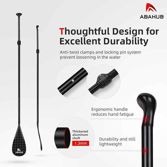 Abahub 3-Piece Stand up Paddles, Lightweight Paddleboard Paddle Oars for Paddleboard, Adjustable Aluminum Alloy Shaft 68" - 84"