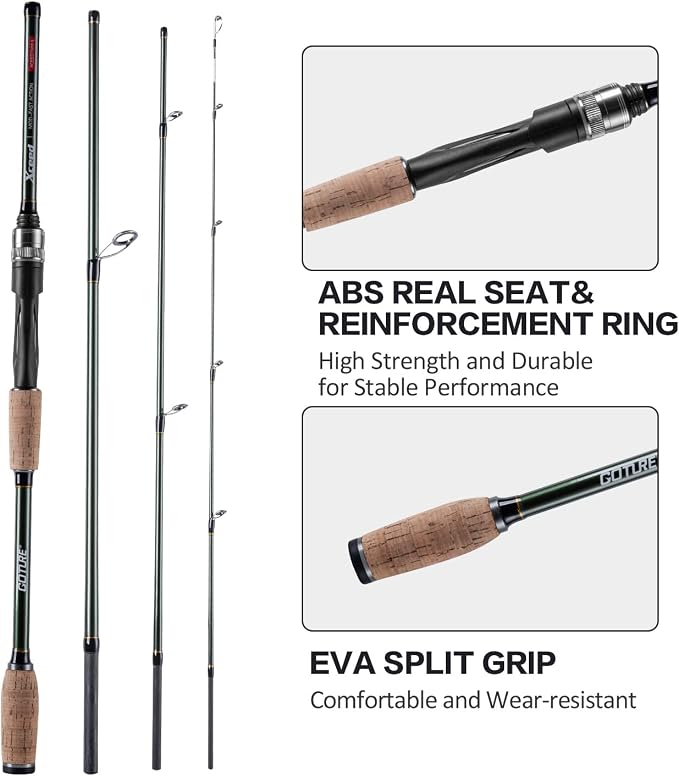 Goture 4-Piece Travel Carbon Fishing Rod M/MH Action 6.6-12ft Multi-Colors | Goture multi-spec travel fishing rods adopt upgraded high-grade carbon fiber blank with premium Fuji line guides
