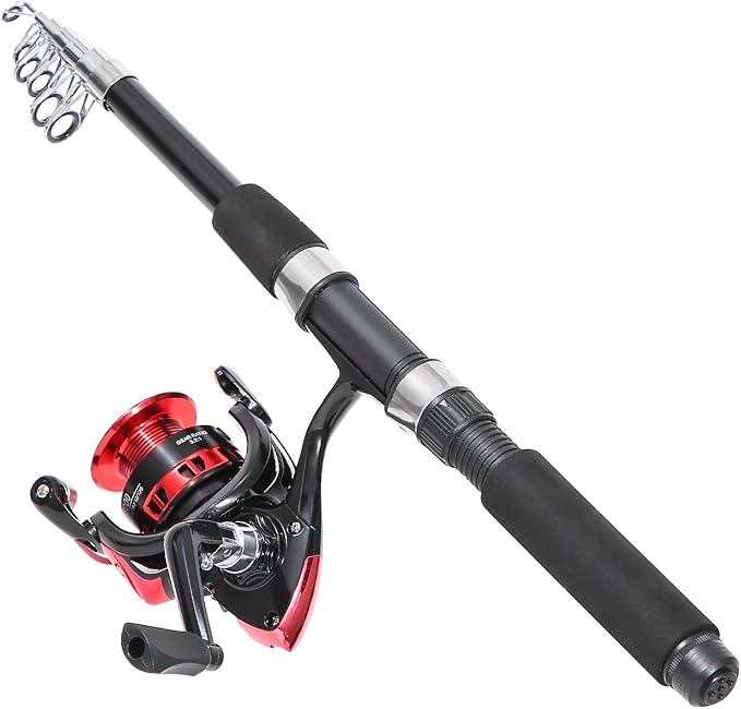 Tripquips Fishing Pole Combo, 6.9ft Telescopic Rods Set, Collapsible Carbon Fiber Fishing Rods, Spinning Reel Set with Carrier Bag Freshwater Fishing Rod and Reel Combos Kits