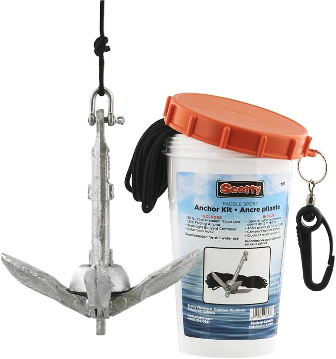 Scotty #797 Anchor Pack w/ 1.5-Pound Anchor Line in Watertight Jar,BLACK,Small | climbing-aid-gear-hardware