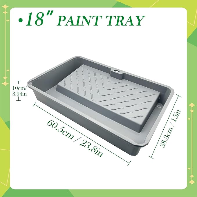 18 Inch Paint Roller Kit, 18” Paint Rollers, 24 Inch Paint Tray, 9”-18” Adjustable Roller Frame, 2.13-4.69ft Extension Pole for Walls,Ceiling,Floors,Interior,Exterior Painting