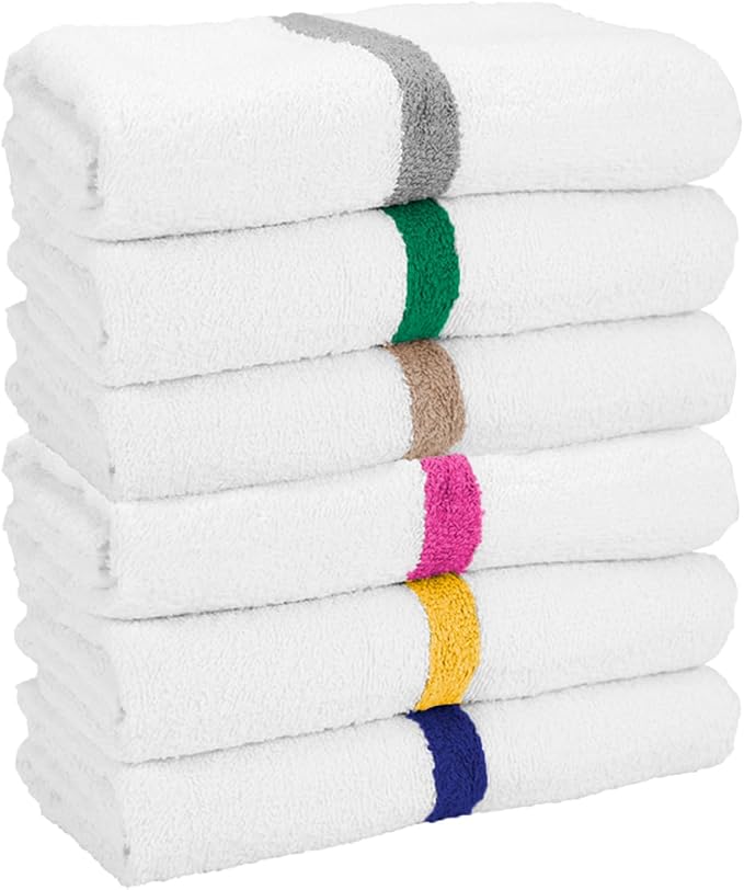 Arkwright White Hand Gym Towels - Pack of 12 - Bulk 100% Cotton Soft Quick Dry Sweat Absorbent Hotel Quality Towels for Workout, Bathroom, Spa, Pool, 16 x 27 in, Green