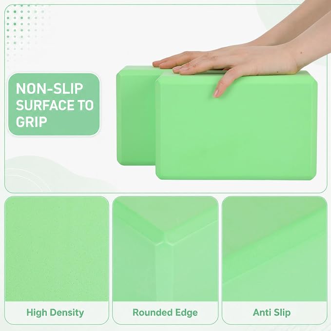 Wettarn 6 Pack Yoga Blocks 9 x 6 x 4 Inch EVA Foam Lightweight Non Slip Yoga Props for Pilates Stretching Meditation