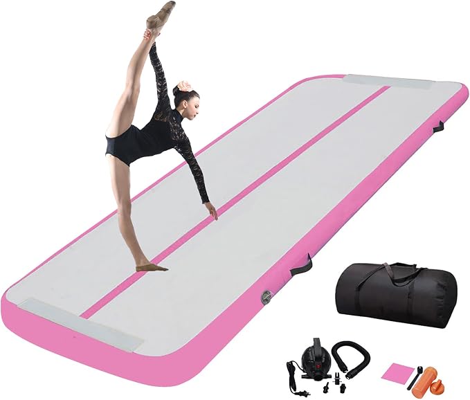 DAIRTRACK Inflatable Gymnastics Air Mat 10ft/13ft/16ft/20ft Tumble Track Tumbling Mats for Home Use/Gym/Training/Cheerleading/Yoga/Water